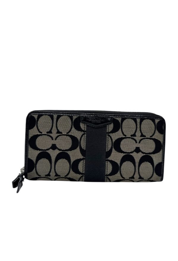 COACH  ZIPPER AROUND MONOGRAM BLACK